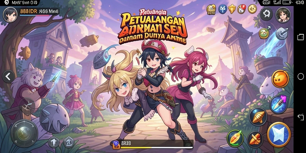 Screenshot gameplay 888IDR menampilkan karakter anime yang beraksi.