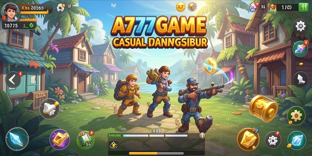 Tampilan gameplay A777GAME yang penuh warna dan menarik.