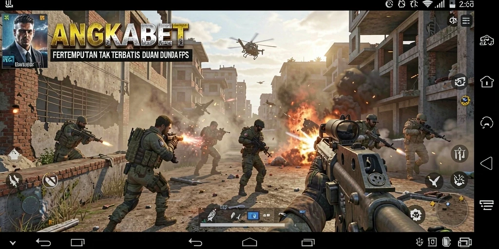 Tampilan gameplay menegangkan dalam pertempuran FPS.
