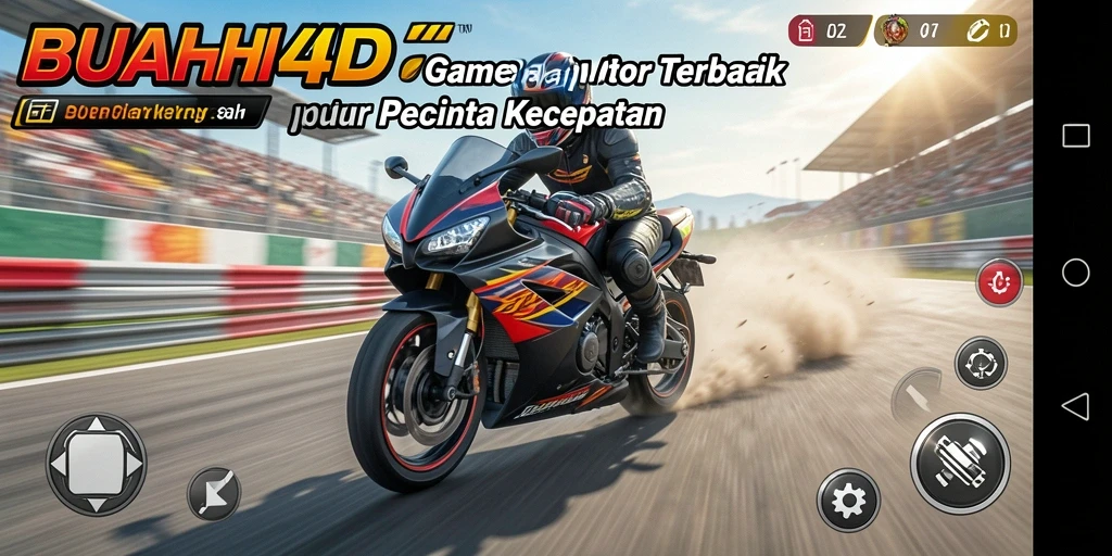 Screenshot menunjukkan aksi balapan mendebarkan di BUAH4D.