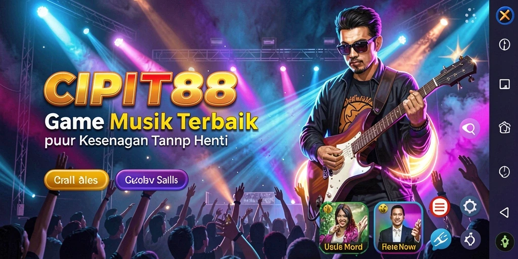 Tampilan gameplay menarik dengan berbagai lagu dan tantangan musik.