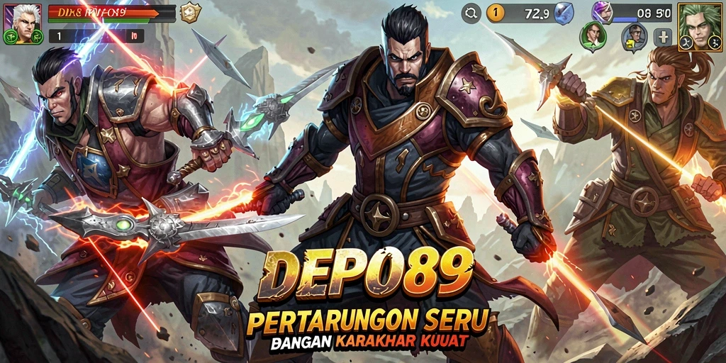Gameplay DEPO89 menampilkan pertarungan seru antara karakter dengan keterampilan unik.
