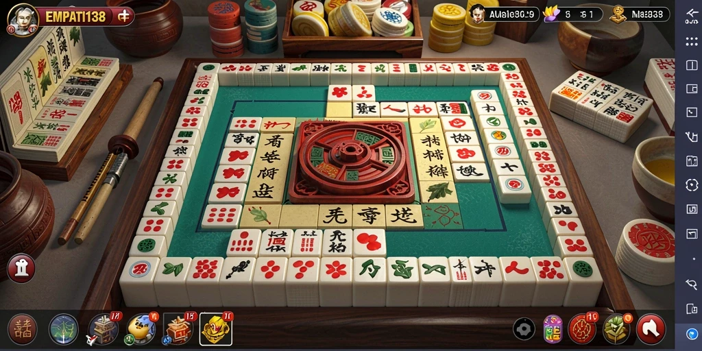 Screenshot gameplay EMPATI138 yang menunjukkan keasyikan bermain Mahjong.