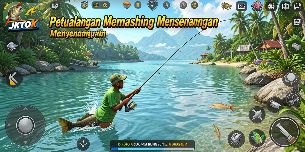 Gameplay JKTOK yang menampilkan pengalaman memancing yang menegangkan.