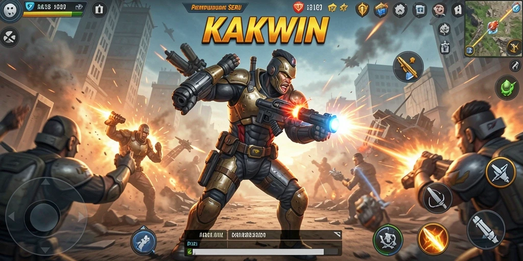 Screenshot KAKWIN menampilkan pertarungan seru dalam gameplay Action.