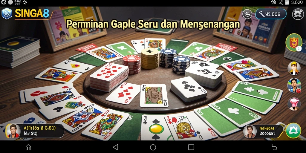 Tampilan gameplay SINGA8 yang menarik saat bermain Gaple.