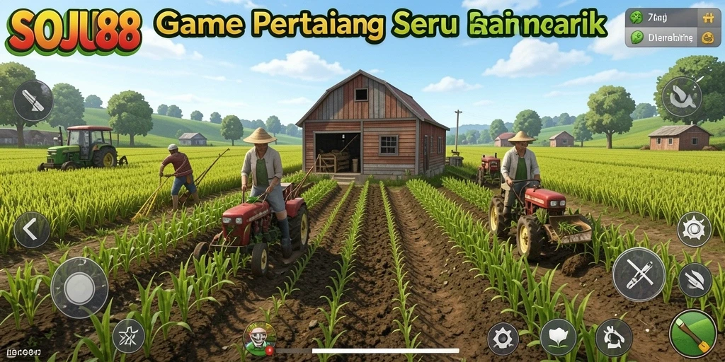 Tampilan gameplay menarik dari SOJU88 yang menunjukkan aktivitas bertani.