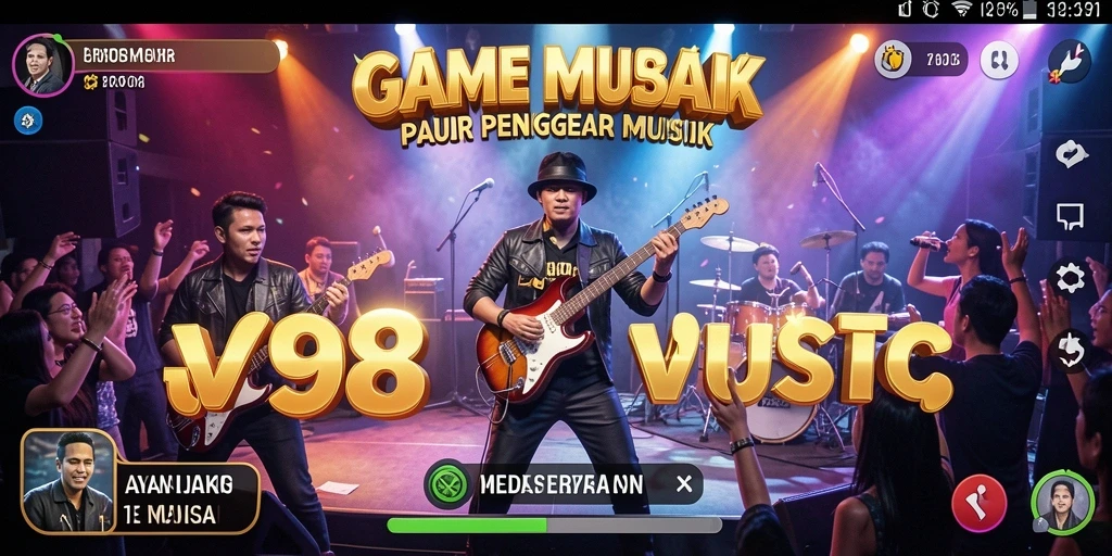 Tampilan gameplay V98 yang seru dengan musik yang mendebarkan.